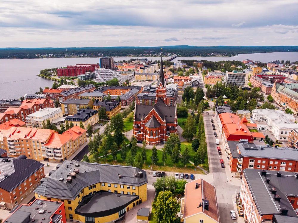 Stunning city view of Luleå from Guestly Homes accommodation.