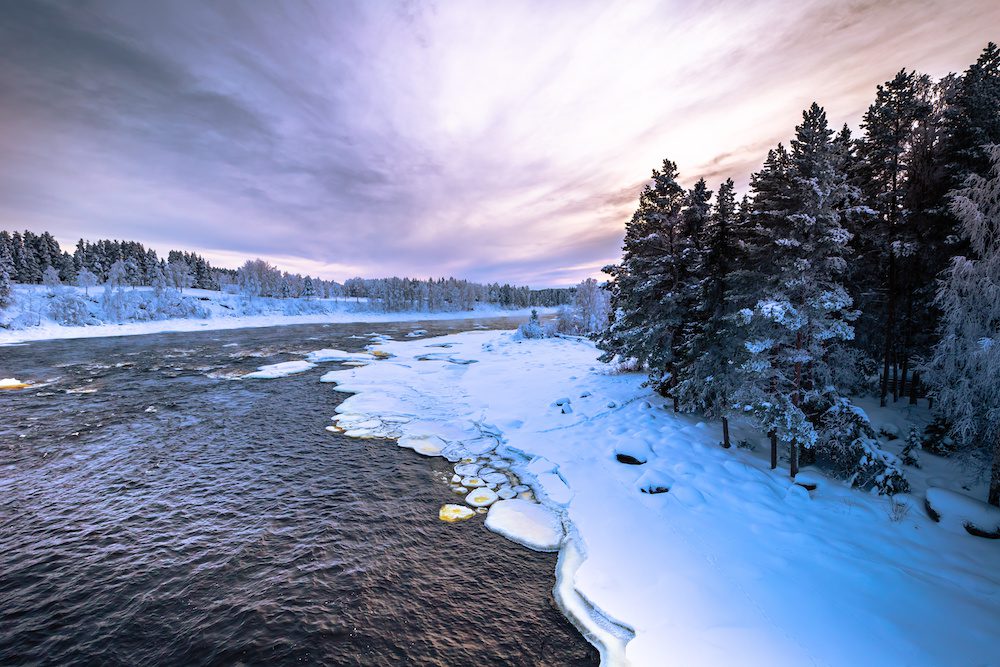 Snowy river in Lulea Sweden