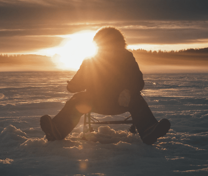 Ice fishing in Swedish Lapland