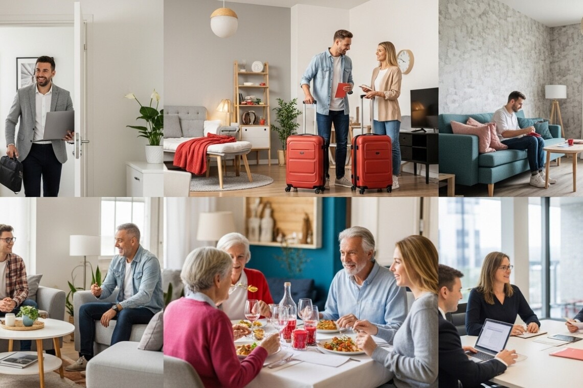 temporary housing, furnished apartments, group accommodations