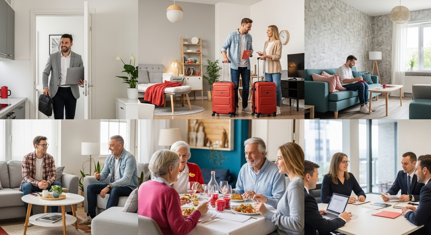 temporary housing, furnished apartments, group accommodations
