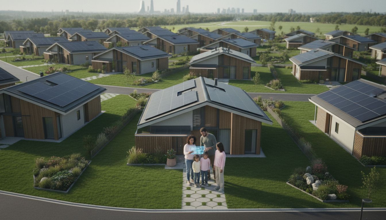 Aerial view of modern homes family ownership