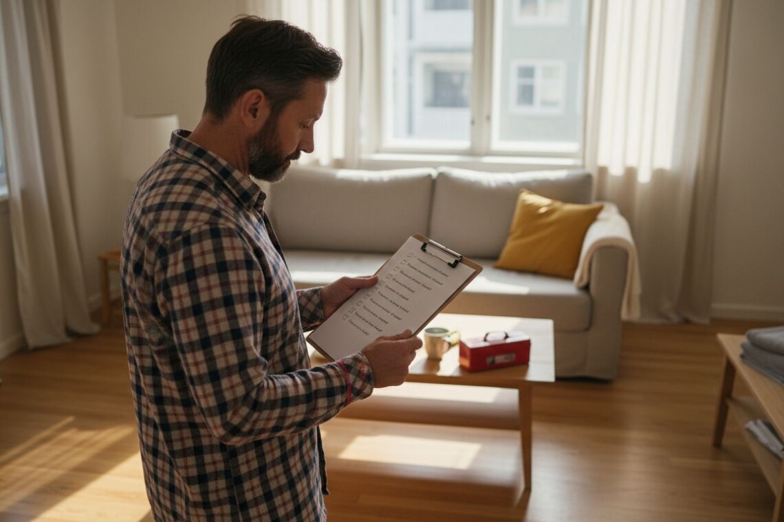 Property owner preparing apartment for rental