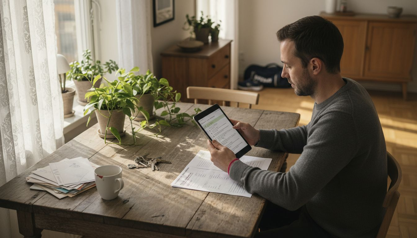 Man organizing Swedish furnished home booking