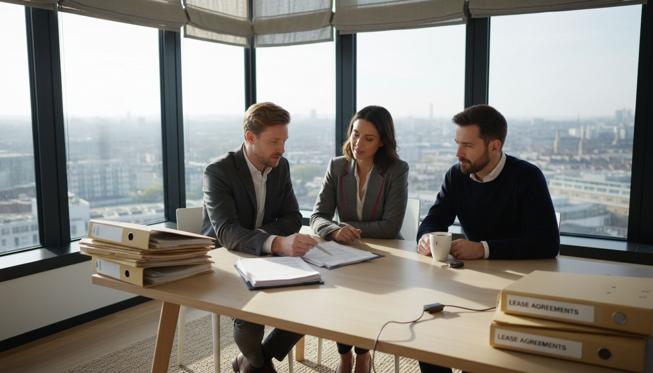 Team reviewing car lease documents together