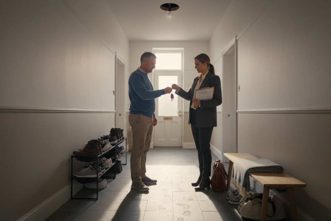 Owner handing keys to property manager