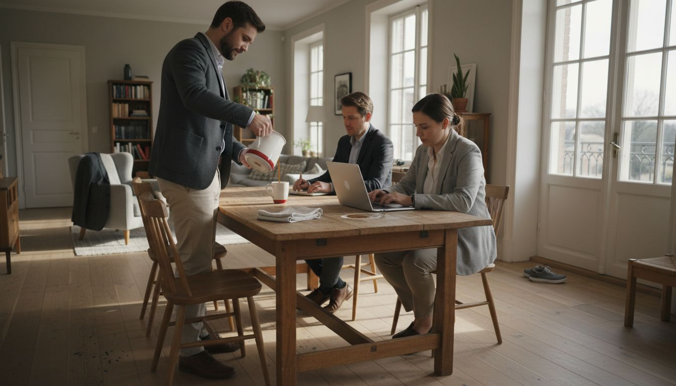 Business team meeting in shared apartment