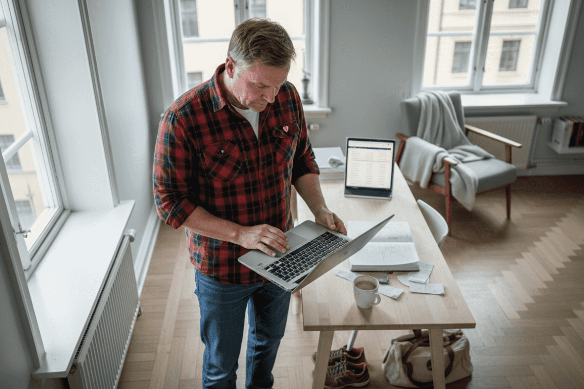 Concerned Swedish landlord reviews empty rental apartment