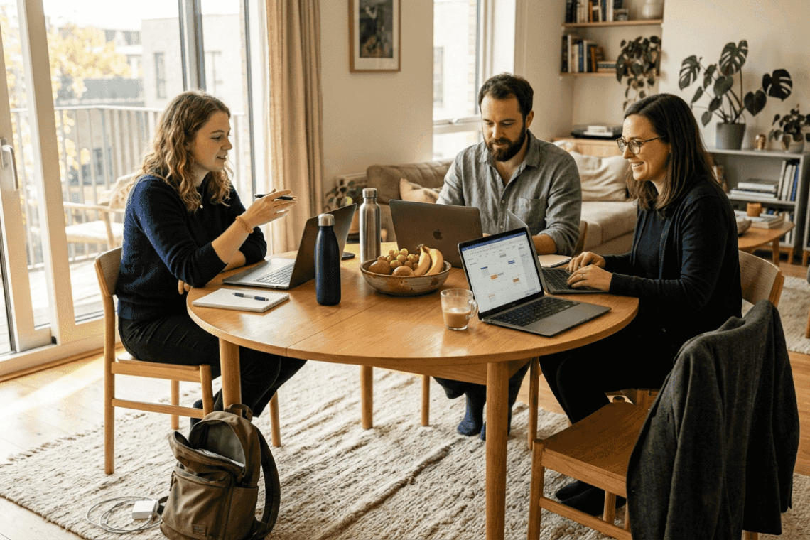 Project team coordinating booking workflow