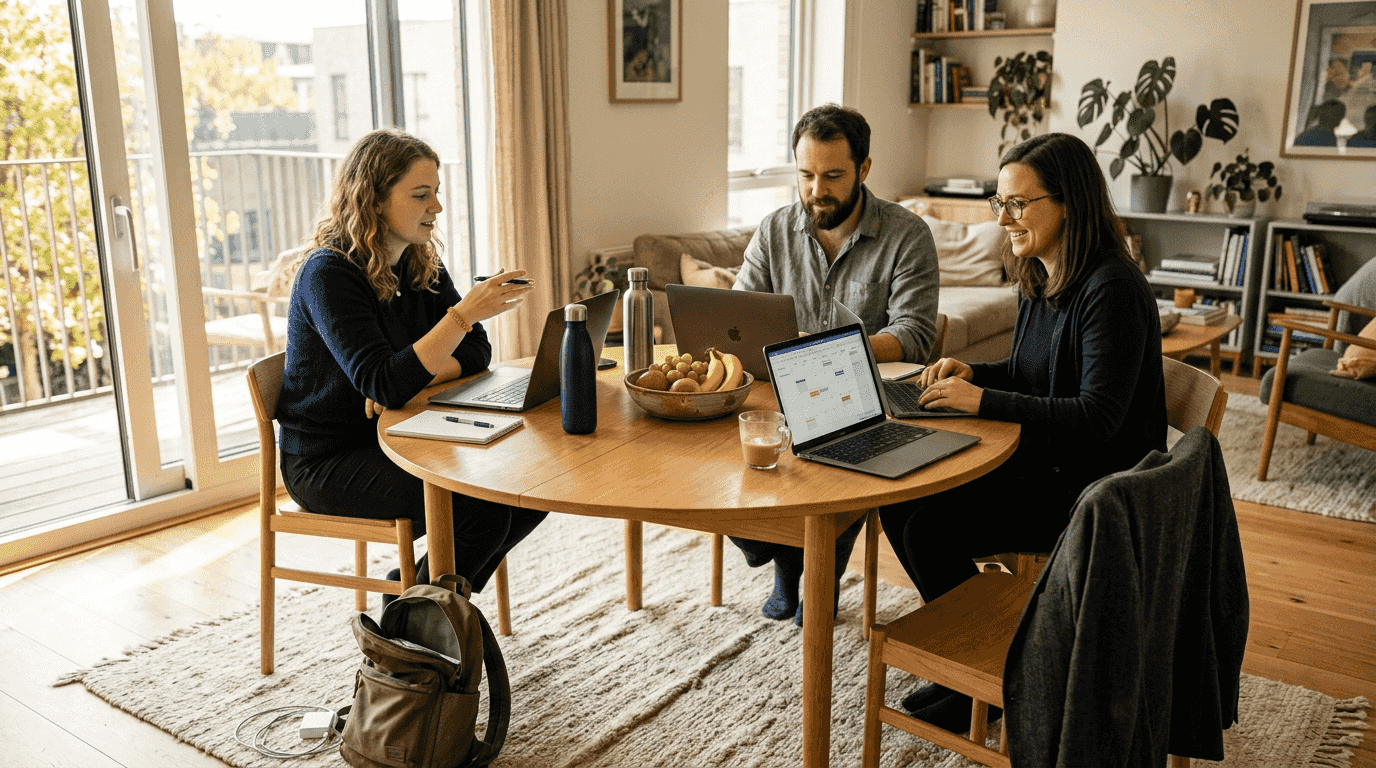 Project team coordinating booking workflow