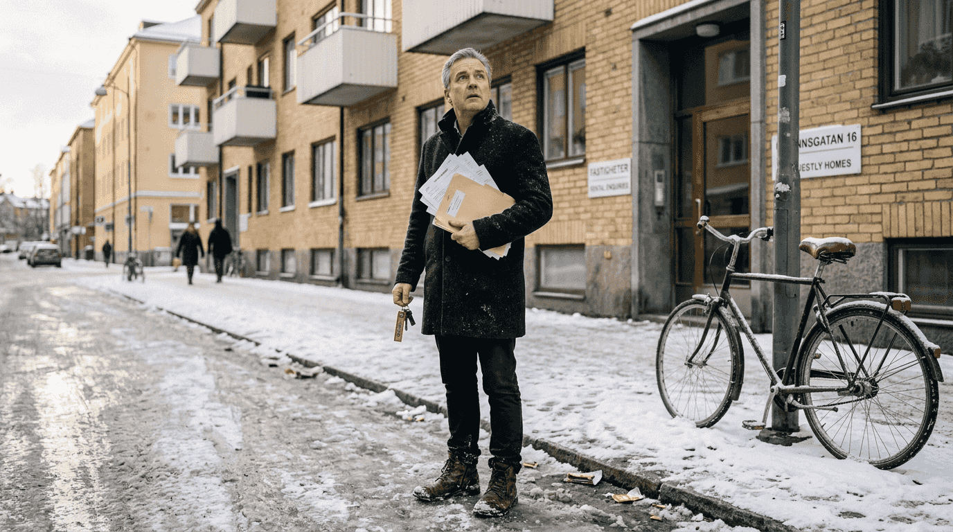 Man viewing Swedish apartment rental risks