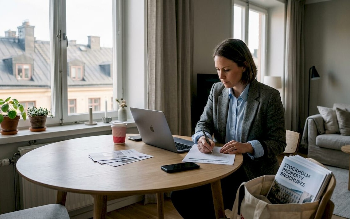 Manager reviewing housing options checklist at table
