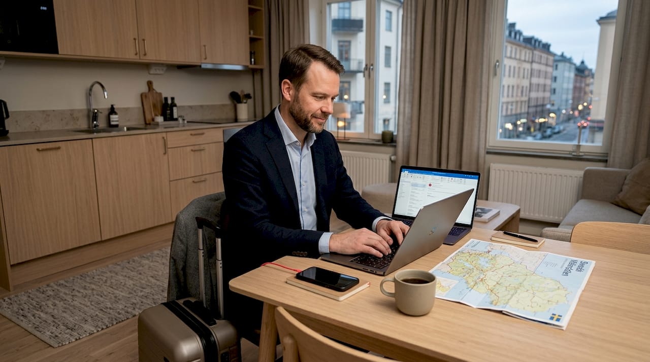 Project manager working in serviced apartment