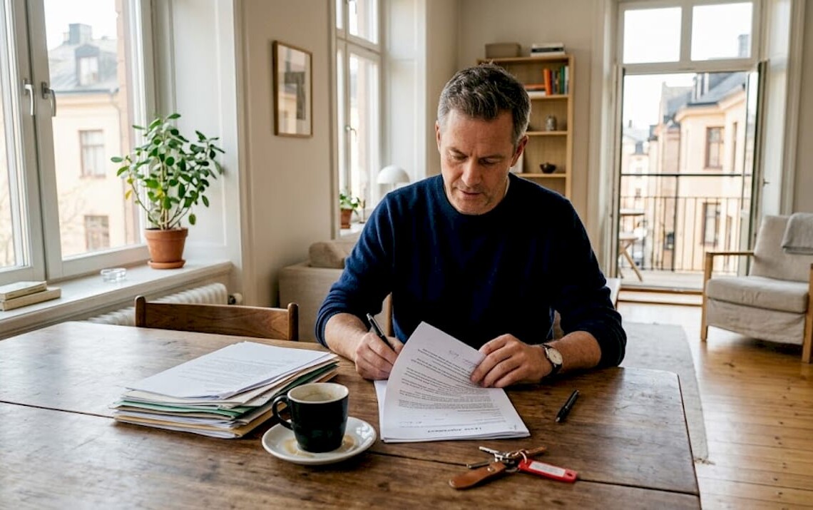 Swedish landlord reviews leasing contract at home