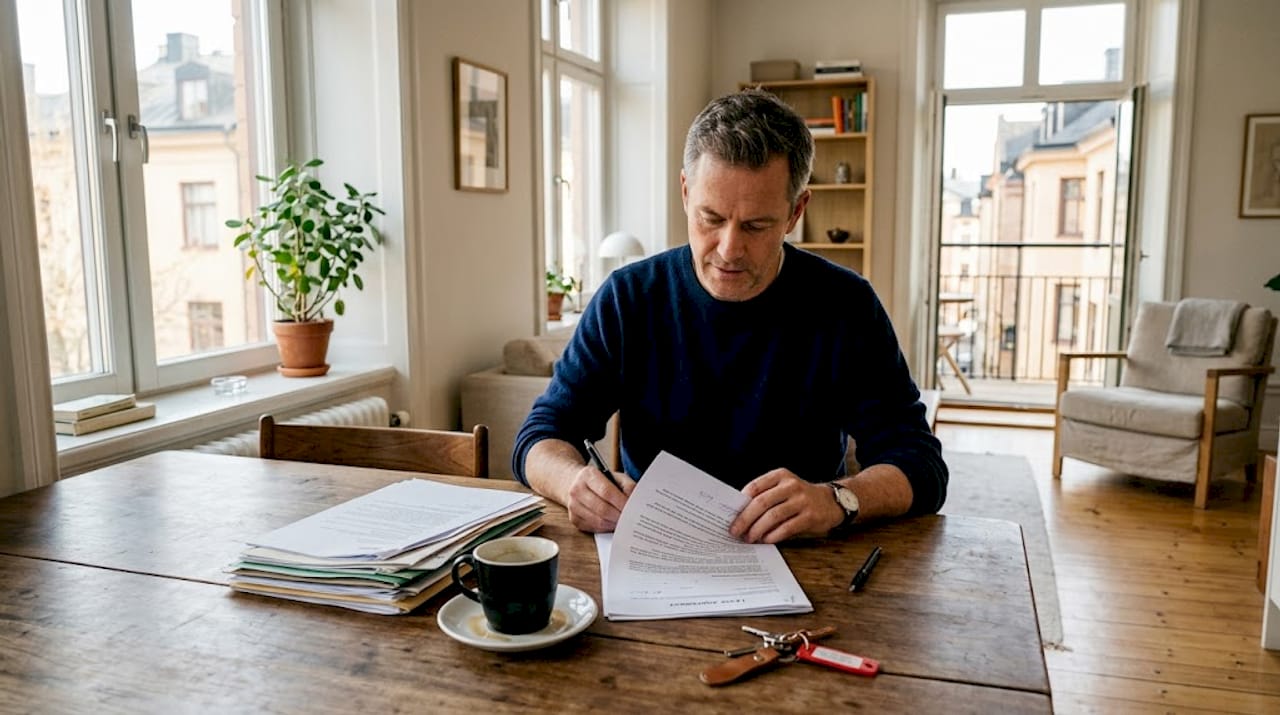 Swedish landlord reviews leasing contract at home