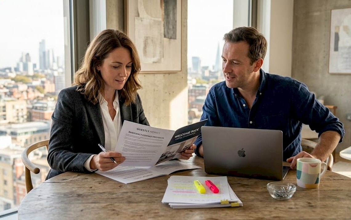 HR professionals review corporate housing welcome pack