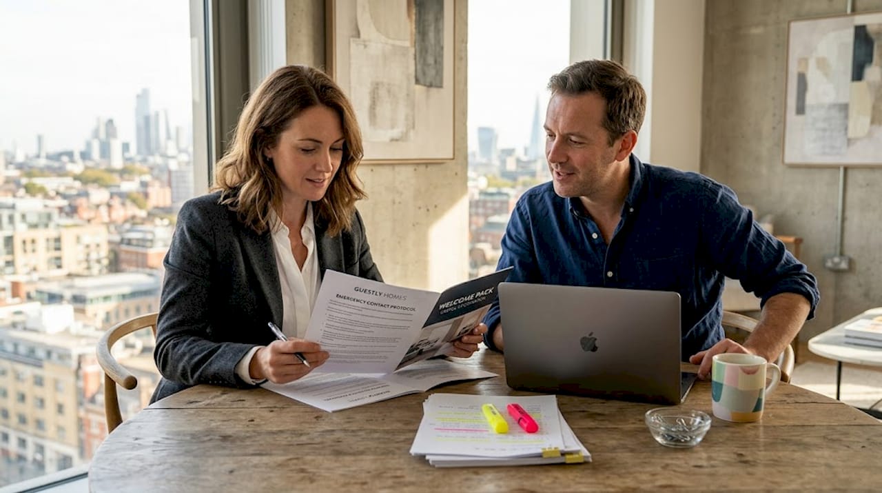 HR professionals review corporate housing welcome pack