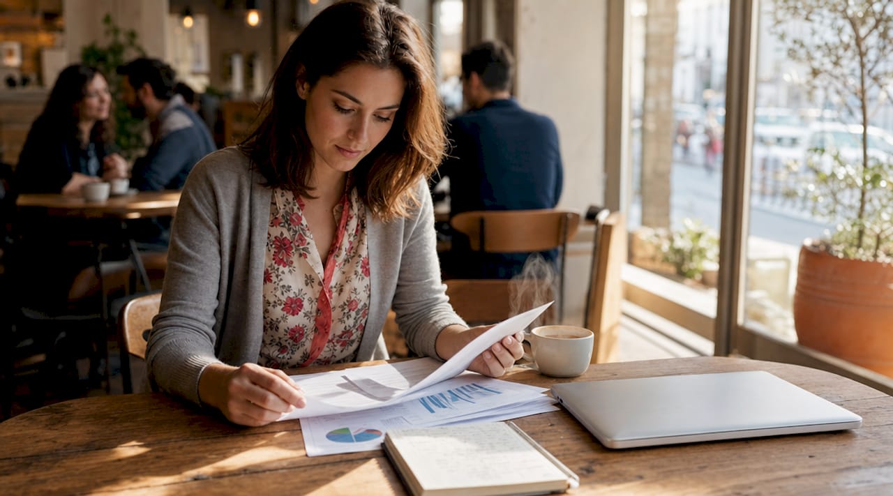 Property manager reviewing corporate housing income reports