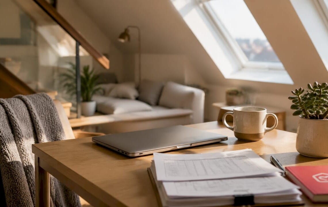 Calm Nordic-style home office workspace