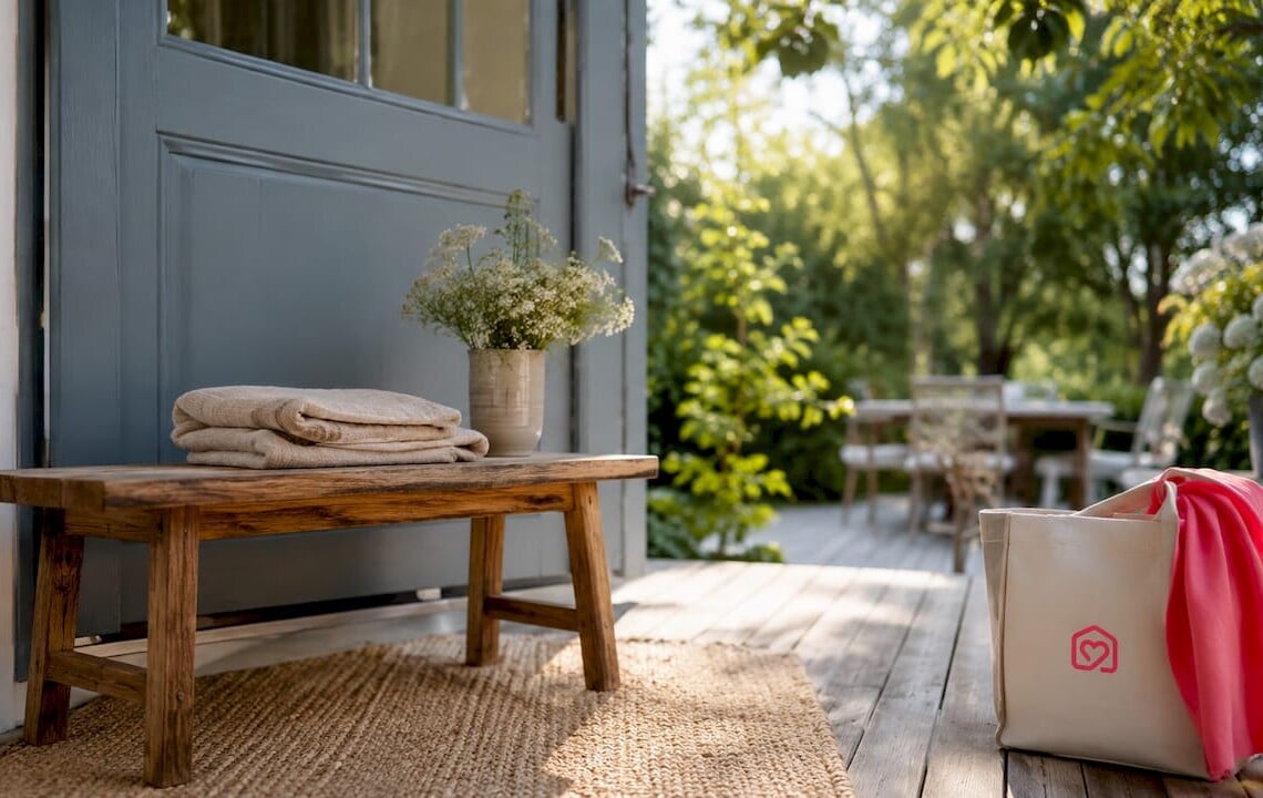Calm Nordic style home entrance with front door