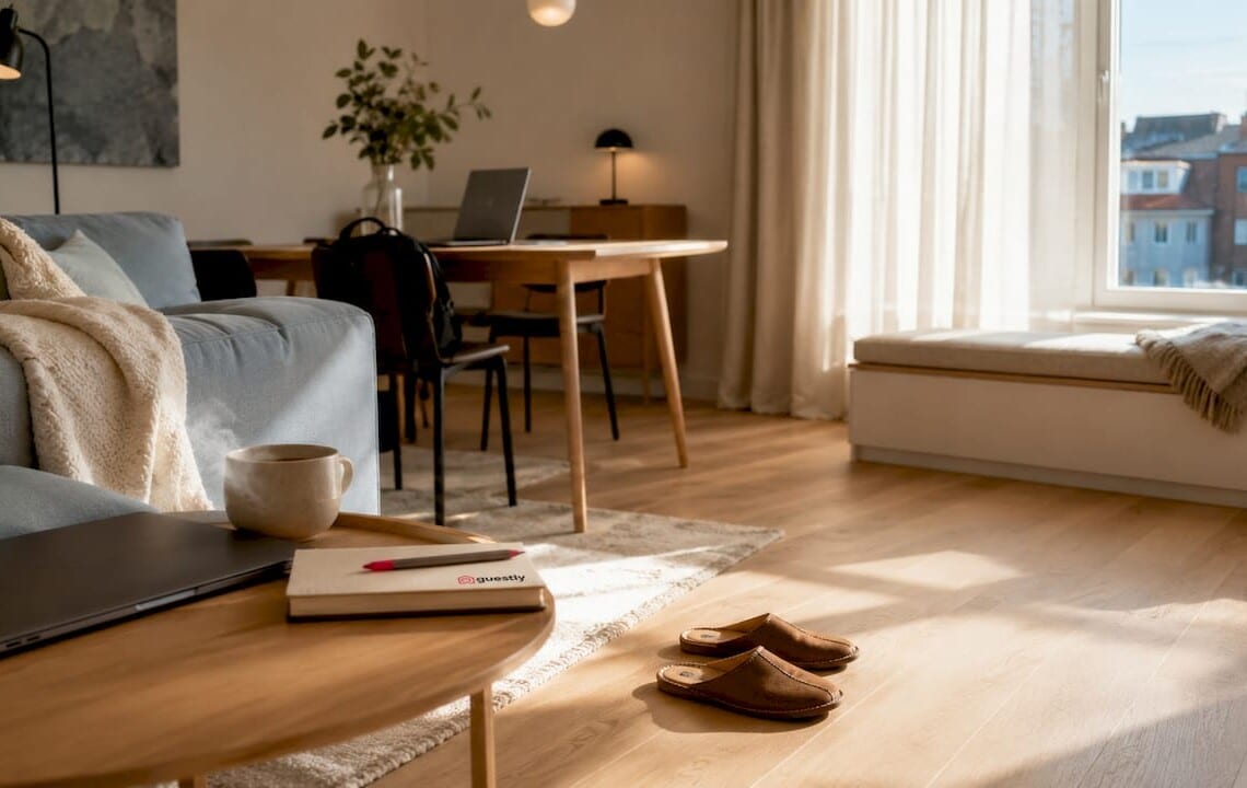 Nordic-style calm corporate housing living room