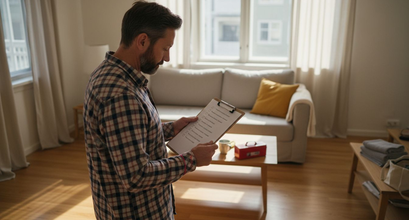 Property owner preparing apartment for rental