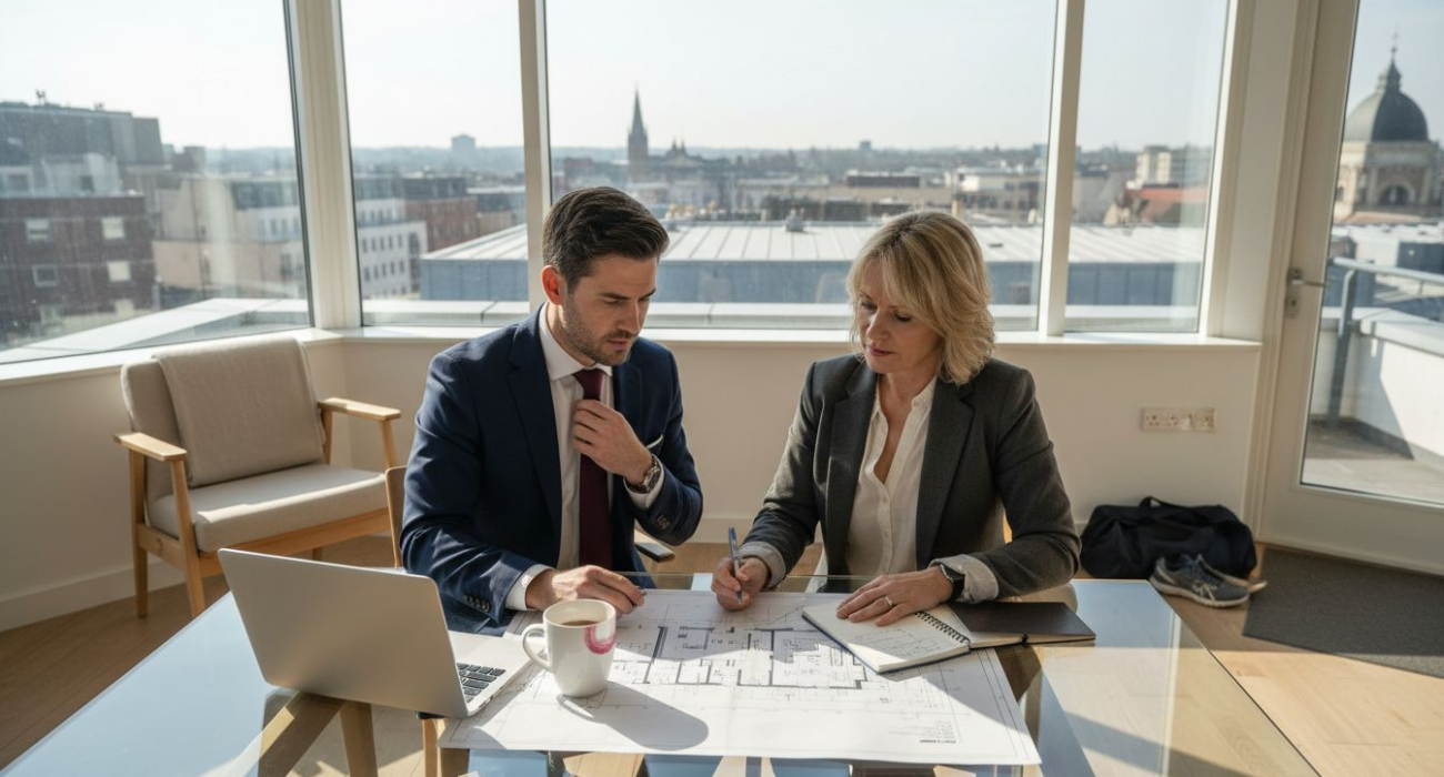 Property manager and owner meet in city office