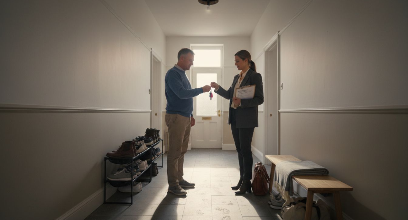 Owner handing keys to property manager