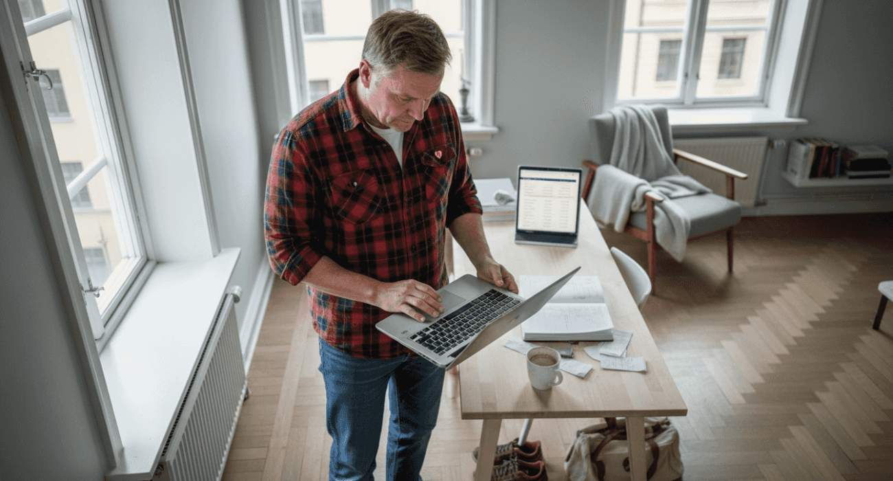 Concerned Swedish landlord reviews empty rental apartment
