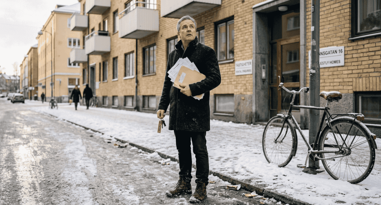 Man viewing Swedish apartment rental risks