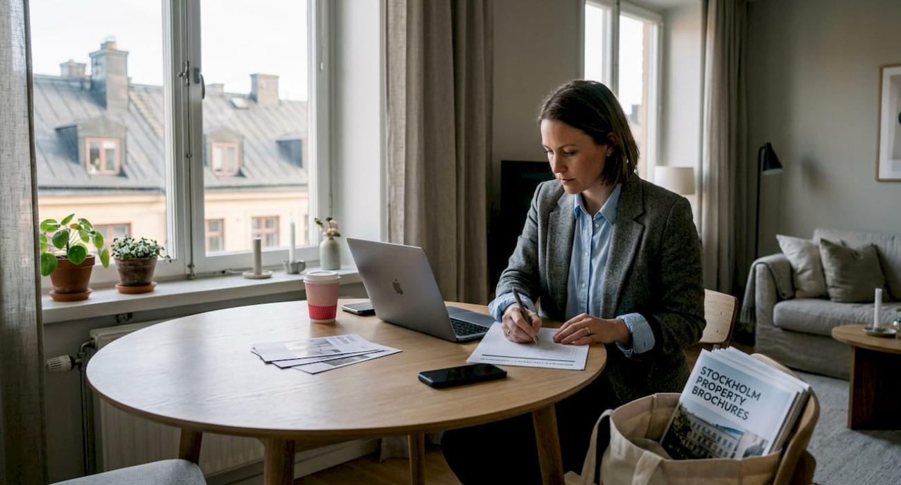Manager reviewing housing options checklist at table