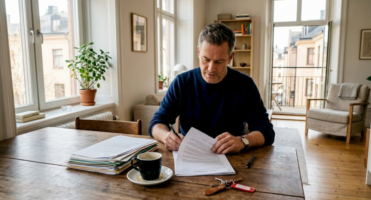 Swedish landlord reviews leasing contract at home
