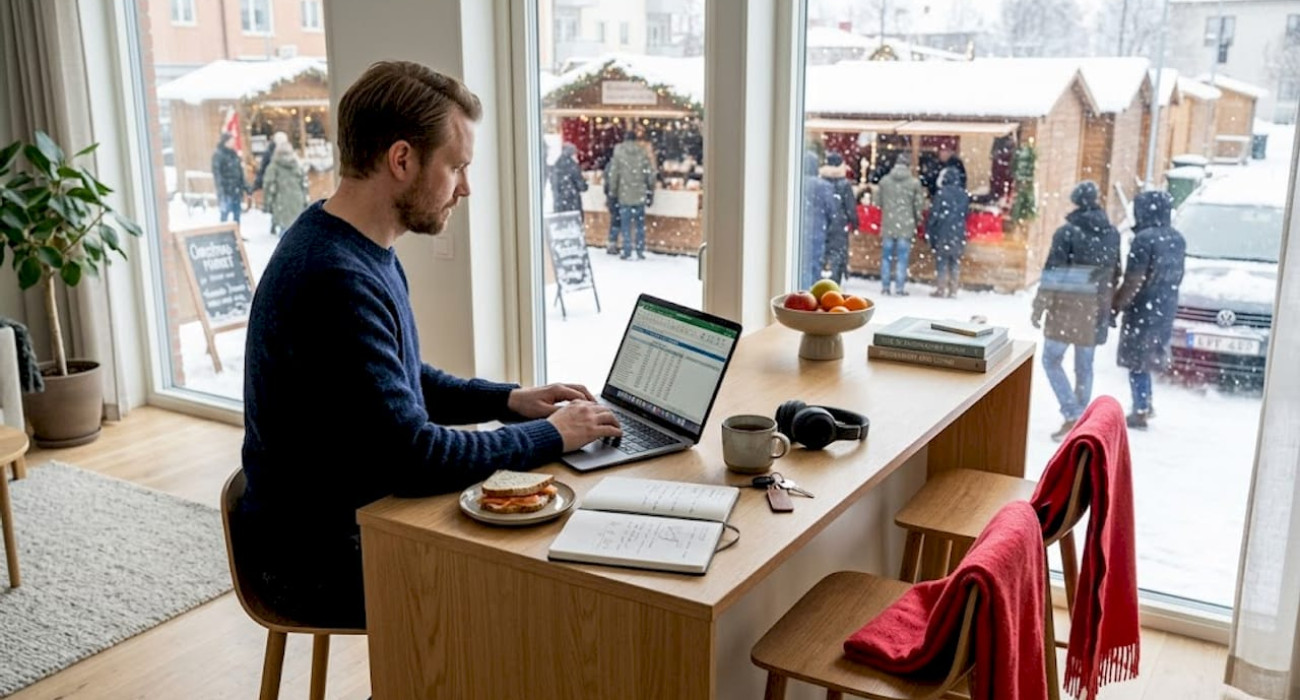 Professional in furnished apartment working remotely