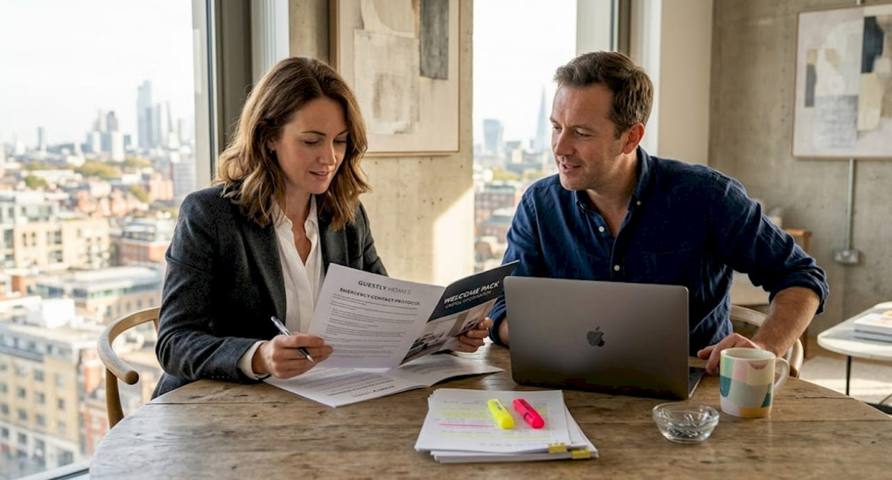 HR professionals review corporate housing welcome pack