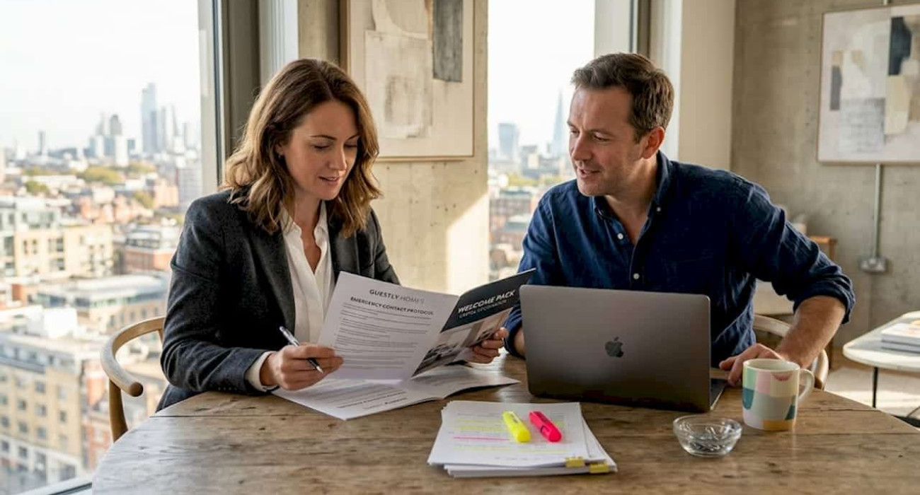 HR professionals review corporate housing welcome pack