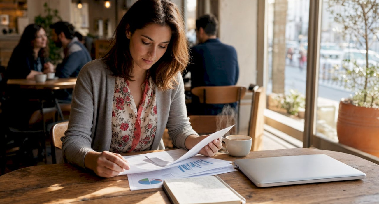 Property manager reviewing corporate housing income reports