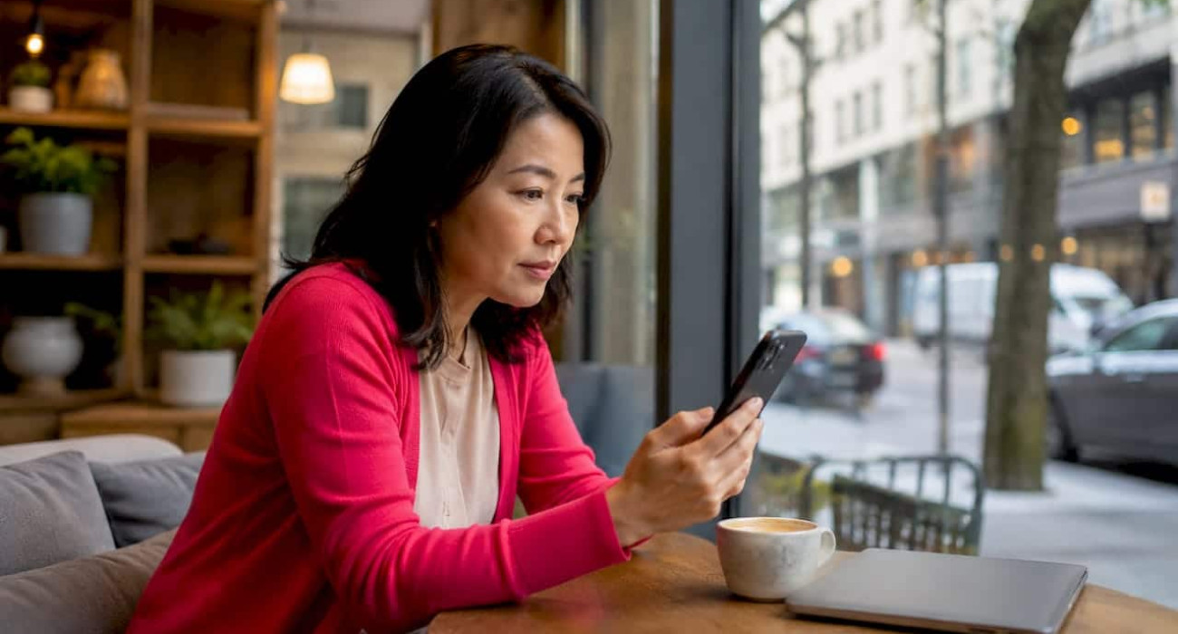 Businesswoman reviewing corporate housing options