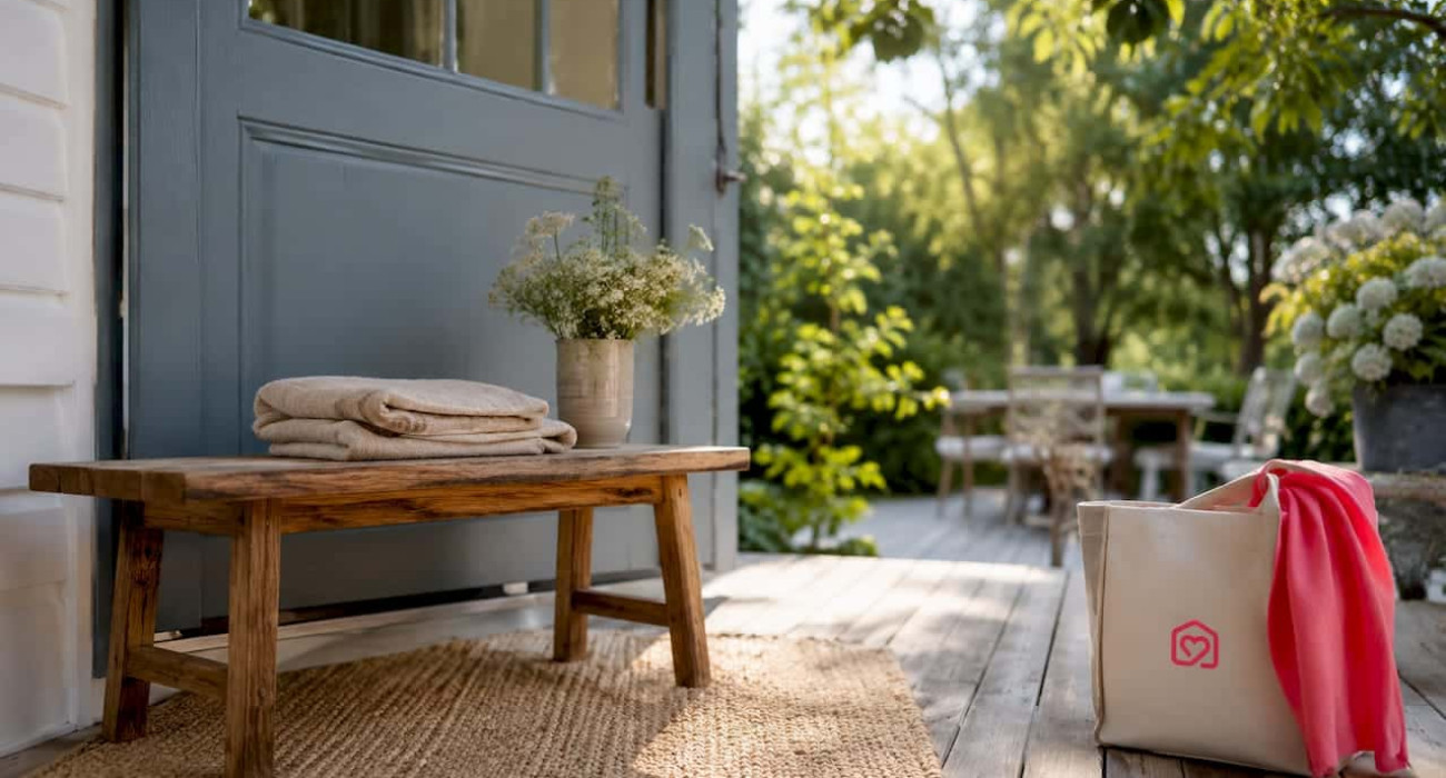 Calm Nordic style home entrance with front door